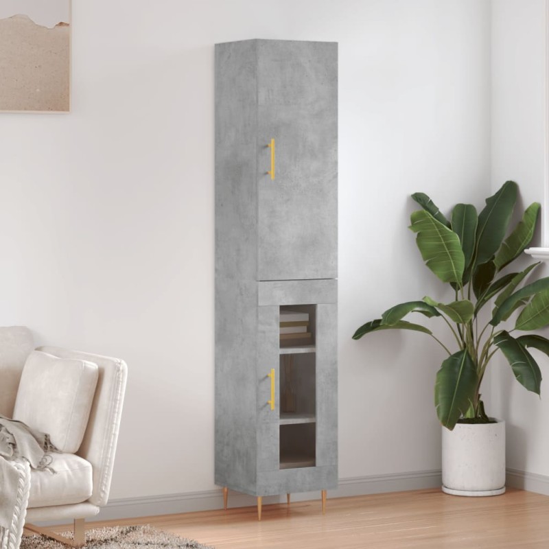 vidaXL Aparador de madera contrachapada gris hormigón 34,5x34x180 cm vidaXL Aparador de madera contrachapada gris hormigón 34,5x34x180 cm