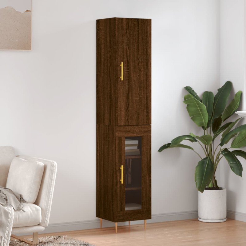 vidaXL Aparador alto madera contrachapada roble marrón 34,5x34x180 cm vidaXL Aparador alto madera contrachapada roble marrón 34,5x34x180 cm