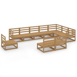 vidaXL Muebles de jardín 10 pzas y cojines marrón miel madera pino