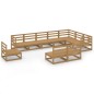 vidaXL Muebles de jardín 10 pzas y cojines marrón miel madera pino