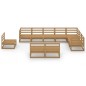 vidaXL Muebles de jardín 10 pzas y cojines marrón miel madera pino