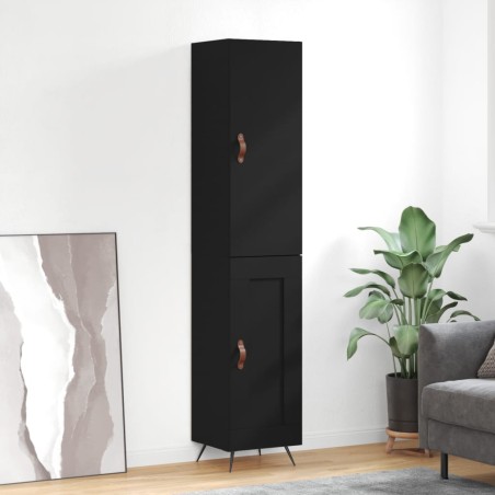 vidaXL Aparador de madera contrachapada negro 34,5x34x180 cm