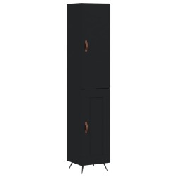 vidaXL Aparador de madera contrachapada negro 34,5x34x180 cm