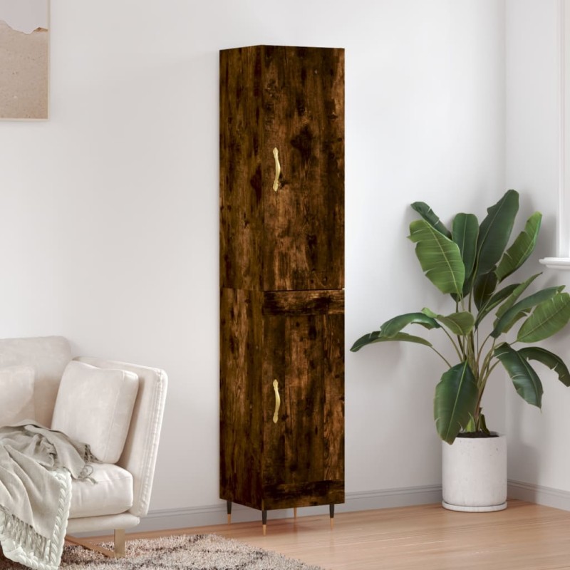 vidaXL Aparador de madera contrachapada roble ahumado 34,5x34x180 cm vidaXL Aparador de madera contrachapada roble ahumado 34,5x34x180 cm