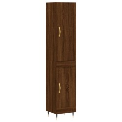 vidaXL Aparador alto madera contrachapada roble marrón 34,5x34x180 cm