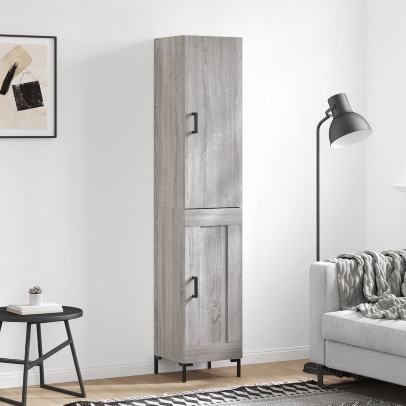 vidaXL Aparador alto madera contrachapada gris Sonoma 34,5x34x180 cm vidaXL Aparador alto madera contrachapada gris Sonoma 34,5x34x180 cm