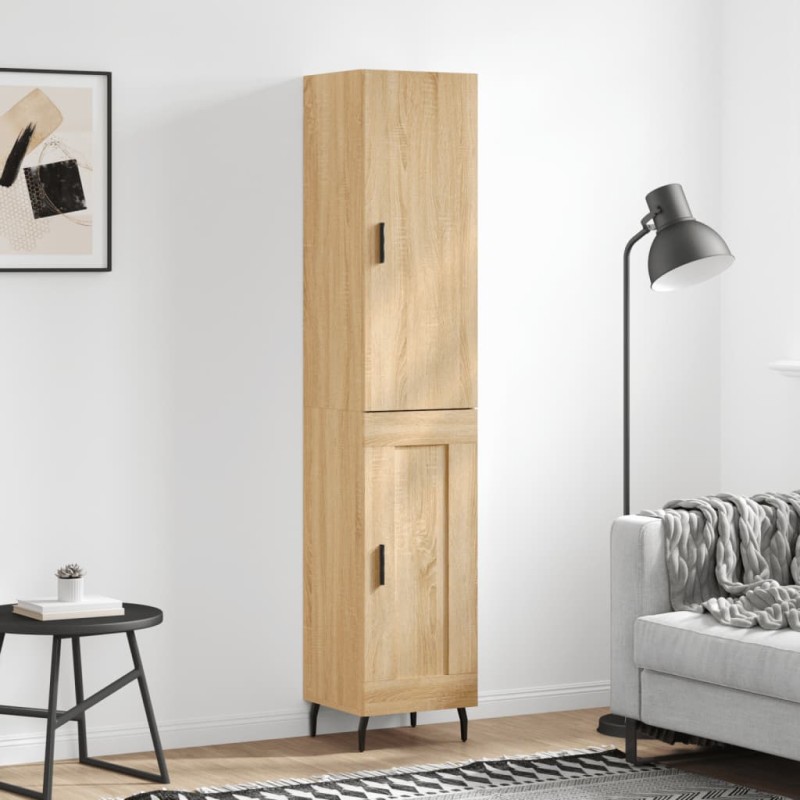 vidaXL Aparador de madera contrachapada roble Sonoma 34,5x34x180 cm vidaXL Aparador de madera contrachapada roble Sonoma 34,5x34x180 cm