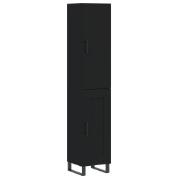 vidaXL Aparador de madera contrachapada negro 34,5x34x180 cm