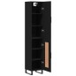 vidaXL Aparador de madera contrachapada negro 34,5x34x180 cm