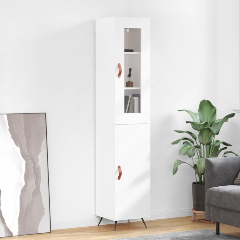 vidaXL Aparador alto madera contrachapada blanco brillo 34,5x34x180 cm vidaXL Aparador alto madera contrachapada blanco brillo 34,5x34x180 cm