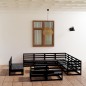 vidaXL Juego de muebles de jardín 12 pzas y cojines negro madera pino vidaXL Juego de muebles de jardín 12 pzas y cojines negro madera pino