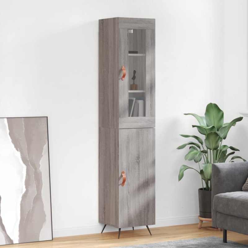 vidaXL Aparador alto madera contrachapada gris Sonoma 34,5x34x180 cm vidaXL Aparador alto madera contrachapada gris Sonoma 34,5x34x180 cm