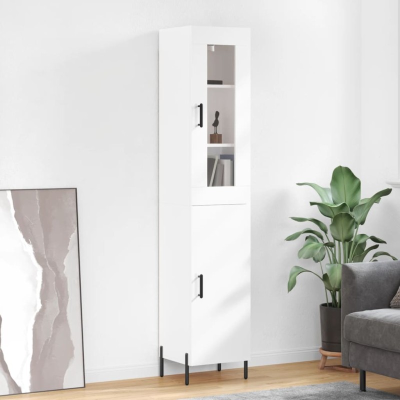 vidaXL Aparador alto madera contrachapada blanco brillo 34,5x34x180 cm vidaXL Aparador alto madera contrachapada blanco brillo 34,5x34x180 cm
