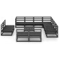 vidaXL Juego de muebles de jardín 12 pzas y cojines negro madera pino vidaXL Juego de muebles de jardín 12 pzas y cojines negro madera pino