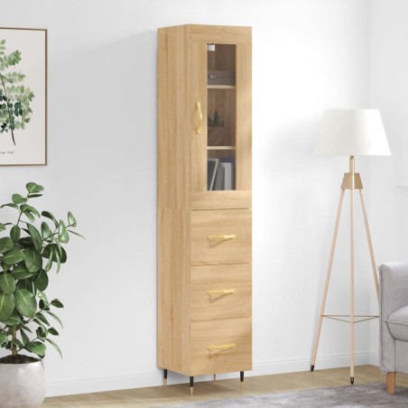 vidaXL Aparador de madera contrachapada roble Sonoma 34,5x34x180 cm