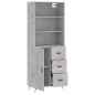 vidaXL Aparador alto madera contrachapada gris hormigón 69,5x34x180 cm vidaXL Aparador alto madera contrachapada gris hormigón 69,5x34x180 cm