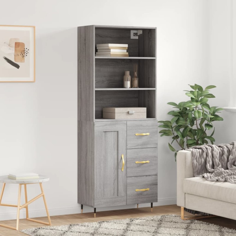 vidaXL Aparador alto madera contrachapada gris sonoma 69,5x34x180 cm vidaXL Aparador alto madera contrachapada gris sonoma 69,5x34x180 cm