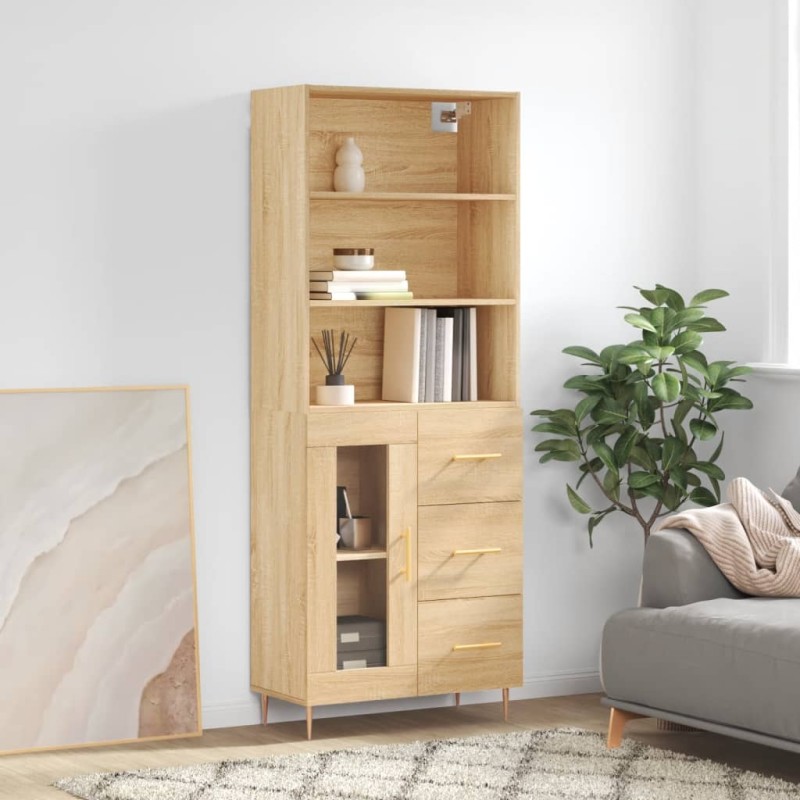 vidaXL Aparador alto madera contrachapada color roble 69,5x34x180 cm vidaXL Aparador alto madera contrachapada color roble 69,5x34x180 cm
