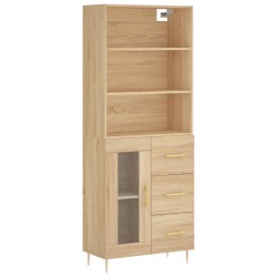 vidaXL Aparador alto madera contrachapada color roble 69,5x34x180 cm