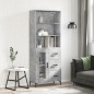 vidaXL Aparador alto madera contrachapada gris hormigón 69,5x34x180 cm vidaXL Aparador alto madera contrachapada gris hormigón 69,5x34x180 cm