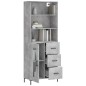vidaXL Aparador alto madera contrachapada gris hormigón 69,5x34x180 cm vidaXL Aparador alto madera contrachapada gris hormigón 69,5x34x180 cm