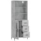 vidaXL Aparador alto madera contrachapada gris hormigón 69,5x34x180 cm vidaXL Aparador alto madera contrachapada gris hormigón 69,5x34x180 cm