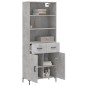 vidaXL Aparador alto madera contrachapada gris hormigón 69,5x34x180 cm