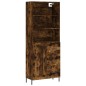 vidaXL Aparador alto madera contrachapada roble ahumado 69,5x34x180 cm