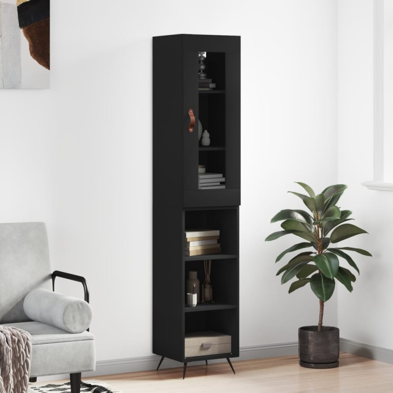 vidaXL Aparador de madera contrachapada negro 34,5x34x180 cm vidaXL Aparador de madera contrachapada negro 34,5x34x180 cm