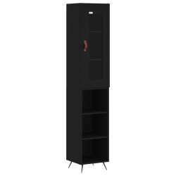 vidaXL Aparador de madera contrachapada negro 34,5x34x180 cm