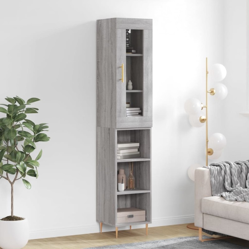 vidaXL Aparador alto madera contrachapada gris Sonoma 34,5x34x180 cm vidaXL Aparador alto madera contrachapada gris Sonoma 34,5x34x180 cm