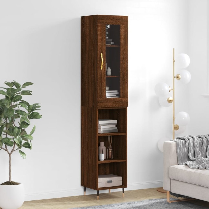 vidaXL Aparador alto madera contrachapada roble marrón 34,5x34x180 cm vidaXL Aparador alto madera contrachapada roble marrón 34,5x34x180 cm