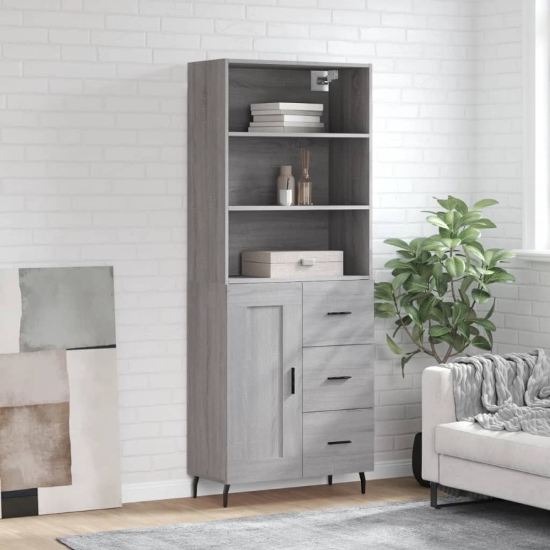 vidaXL Aparador alto madera contrachapada gris sonoma 69,5x34x180 cm vidaXL Aparador alto madera contrachapada gris sonoma 69,5x34x180 cm
