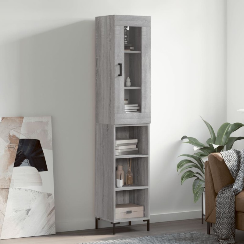 vidaXL Aparador alto madera contrachapada gris Sonoma 34,5x34x180 cm vidaXL Aparador alto madera contrachapada gris Sonoma 34,5x34x180 cm