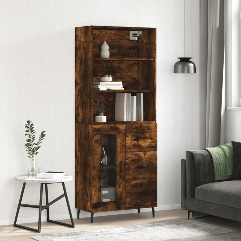vidaXL Aparador alto madera contrachapada roble ahumado 69,5x34x180 cm vidaXL Aparador alto madera contrachapada roble ahumado 69,5x34x180 cm