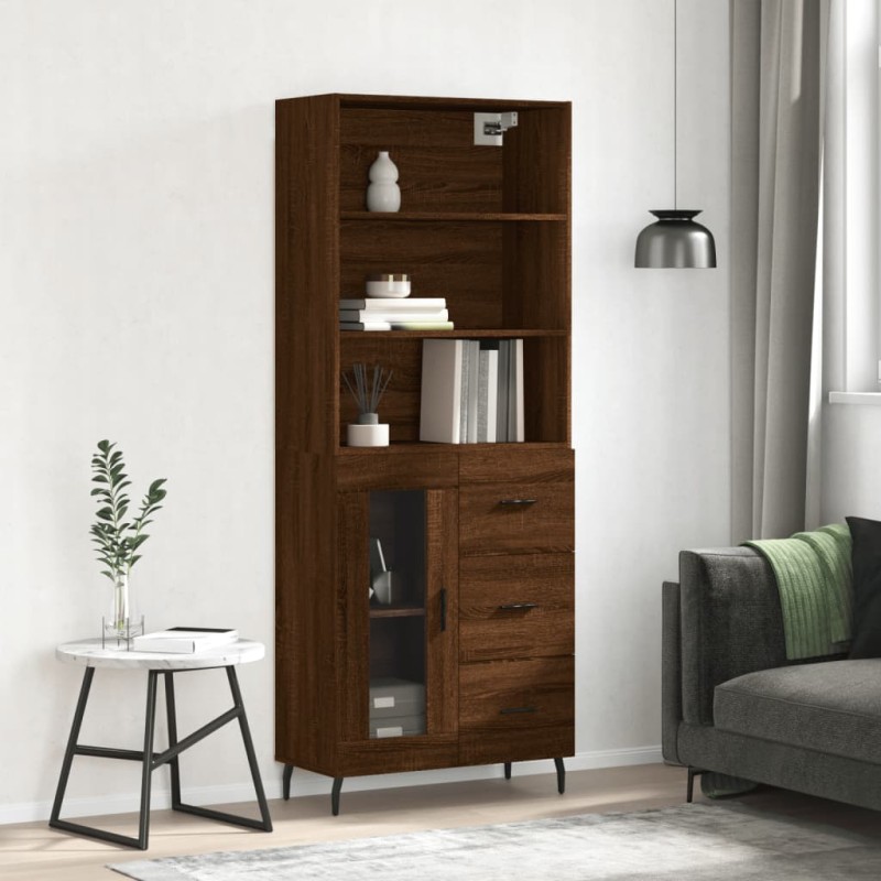 vidaXL Aparador alto madera contrachapada marrón roble 69,5x34x180 cm vidaXL Aparador alto madera contrachapada marrón roble 69,5x34x180 cm