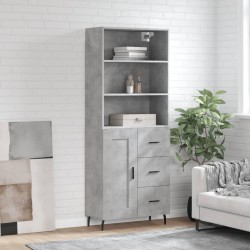 vidaXL Aparador alto madera contrachapada gris hormigón 69,5x34x180 cm