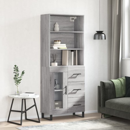 vidaXL Aparador alto madera contrachapada gris sonoma 69,5x34x180 cm