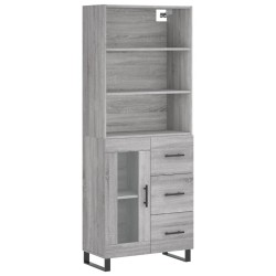 vidaXL Aparador alto madera contrachapada gris sonoma 69,5x34x180 cm