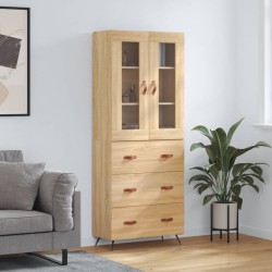 vidaXL Aparador alto madera contrachapada color roble 69,5x34x180 cm