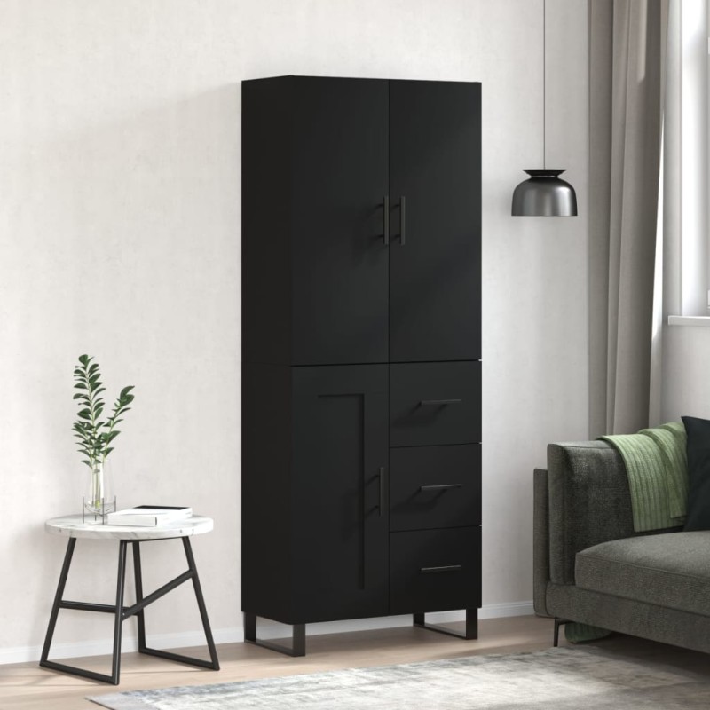 vidaXL Aparador alto madera contrachapada negro 69,5x34x180 cm vidaXL Aparador alto madera contrachapada negro 69,5x34x180 cm