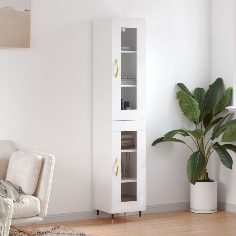 vidaXL Aparador alto madera contrachapada blanco 34,5x34x180 cm vidaXL Aparador alto madera contrachapada blanco 34,5x34x180 cm