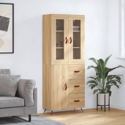 vidaXL Aparador alto madera contrachapada color roble 69,5x34x180 cm