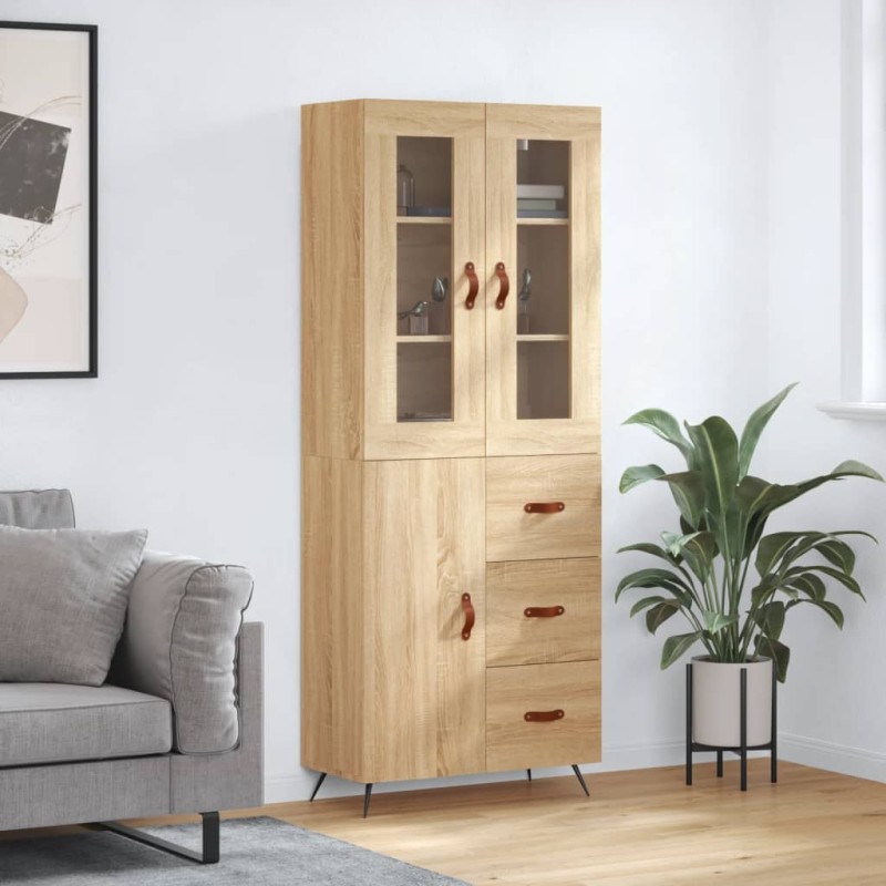 vidaXL Aparador alto madera contrachapada color roble 69,5x34x180 cm vidaXL Aparador alto madera contrachapada color roble 69,5x34x180 cm
