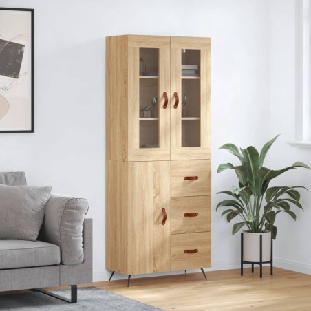 vidaXL Aparador alto madera contrachapada color roble 69,5x34x180 cm
