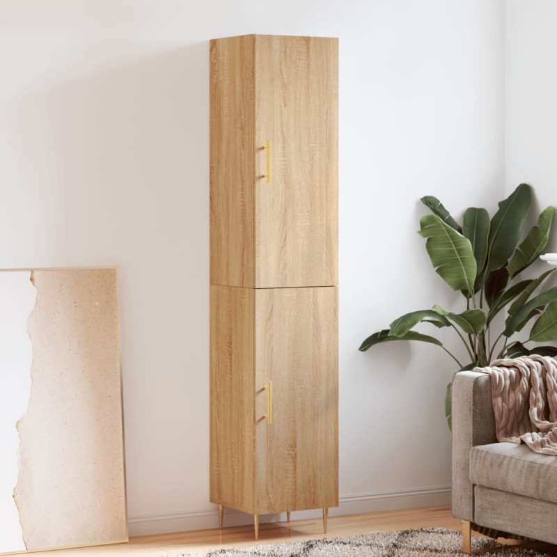 vidaXL Aparador de madera contrachapada roble Sonoma 34,5x34x180 cm vidaXL Aparador de madera contrachapada roble Sonoma 34,5x34x180 cm