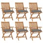 vidaXL Sillas de jardín plegables 6 uds madera maciza teca con cojines vidaXL Sillas de jardín plegables 6 uds madera maciza teca con cojines