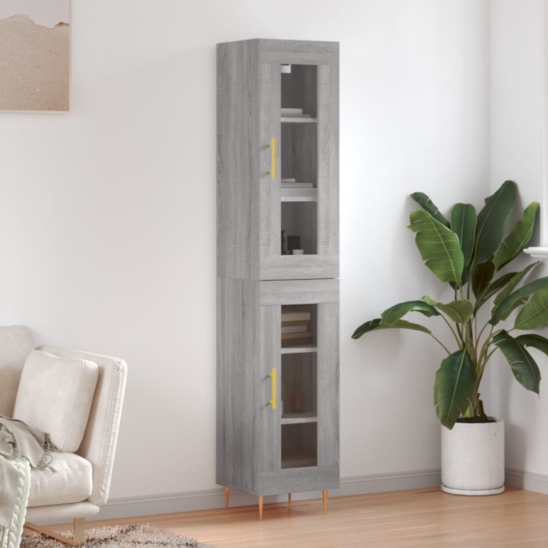 vidaXL Aparador alto madera contrachapada gris Sonoma 34,5x34x180 cm vidaXL Aparador alto madera contrachapada gris Sonoma 34,5x34x180 cm