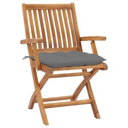 vidaXL Sillas de jardín plegables 6 uds madera maciza teca con cojines