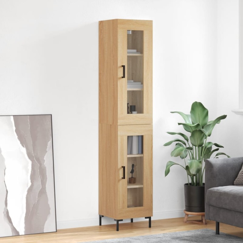 vidaXL Aparador de madera contrachapada roble Sonoma 34,5x34x180 cm vidaXL Aparador de madera contrachapada roble Sonoma 34,5x34x180 cm